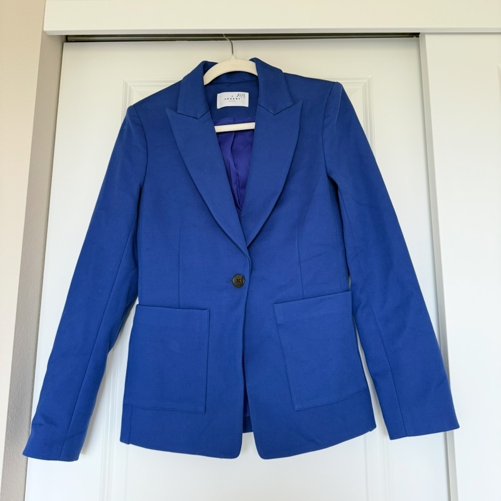 Argent patch pocket blazer cobalt blue‎ size 6 single button cotton blend